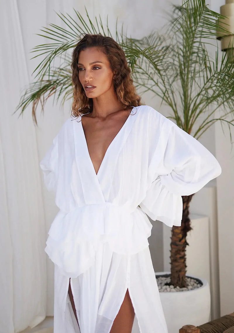 White Moodstories Venera Maxi Dress Vacation Outfit Million Dollar Style