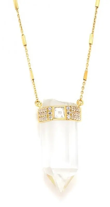 Nayla Jewelry "Magical Queen" Crystal Clear Quartz Bar Chain Necklace Nayla Jewelry