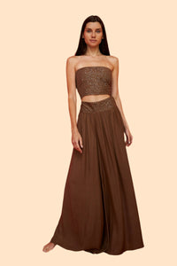 Pitusa Sequin Wide Palazzo Pants Chocolate - Million Dollar Style