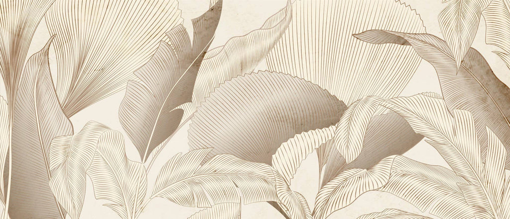 Abstract Botanical Wallpaper, Brown and Beige Wall Mural, Oversized Custom Size Wall Art, Non-Woven, Non-Adhesive, Modern Wall Paper, Removable Walloro Luxury Embossed Wallpaper