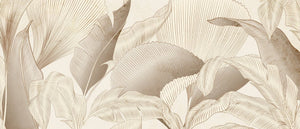 Abstract Botanical Wallpaper, Brown and Beige Wall Mural, Oversized Custom Size Wall Art, Non-Woven, Non-Adhesive, Modern Wall Paper, Removable Walloro Luxury Embossed Wallpaper