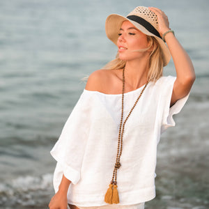 Pure Linen White Top: White Moa