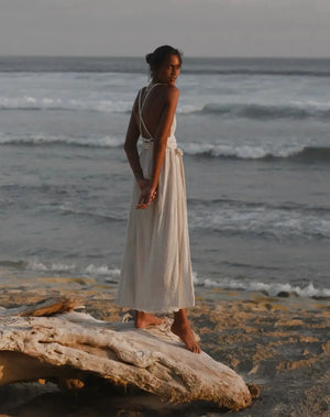 The Handloom Muse Braided Straps Maxi Dress Natural The Handloom