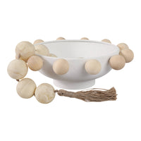 Fir Wood Metal Casual Novelty Sphere Bowl - White, 13 in. Sagebrook Home