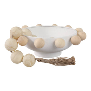 Fir Wood Metal Casual Novelty Sphere Bowl - White, 13 in. Sagebrook Home