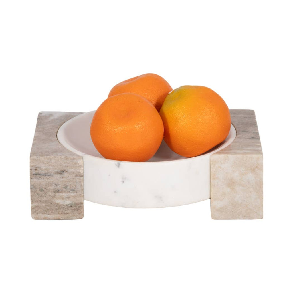 Marble Onyx Sides Decorative Bowl - White, 10 in. Sagebrook Home