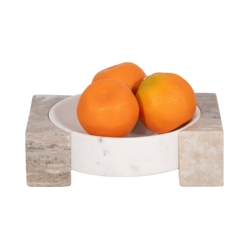 Marble Onyx Sides Decorative Bowl - White, 10 in. Sagebrook Home