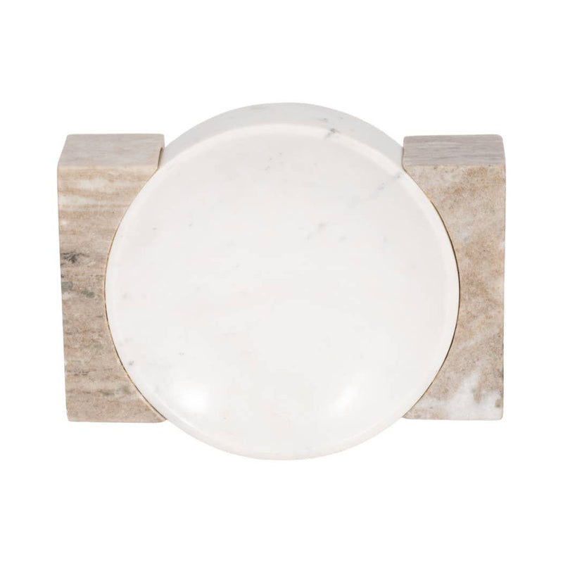 Marble Onyx Sides Decorative Bowl - White, 10 in. Sagebrook Home