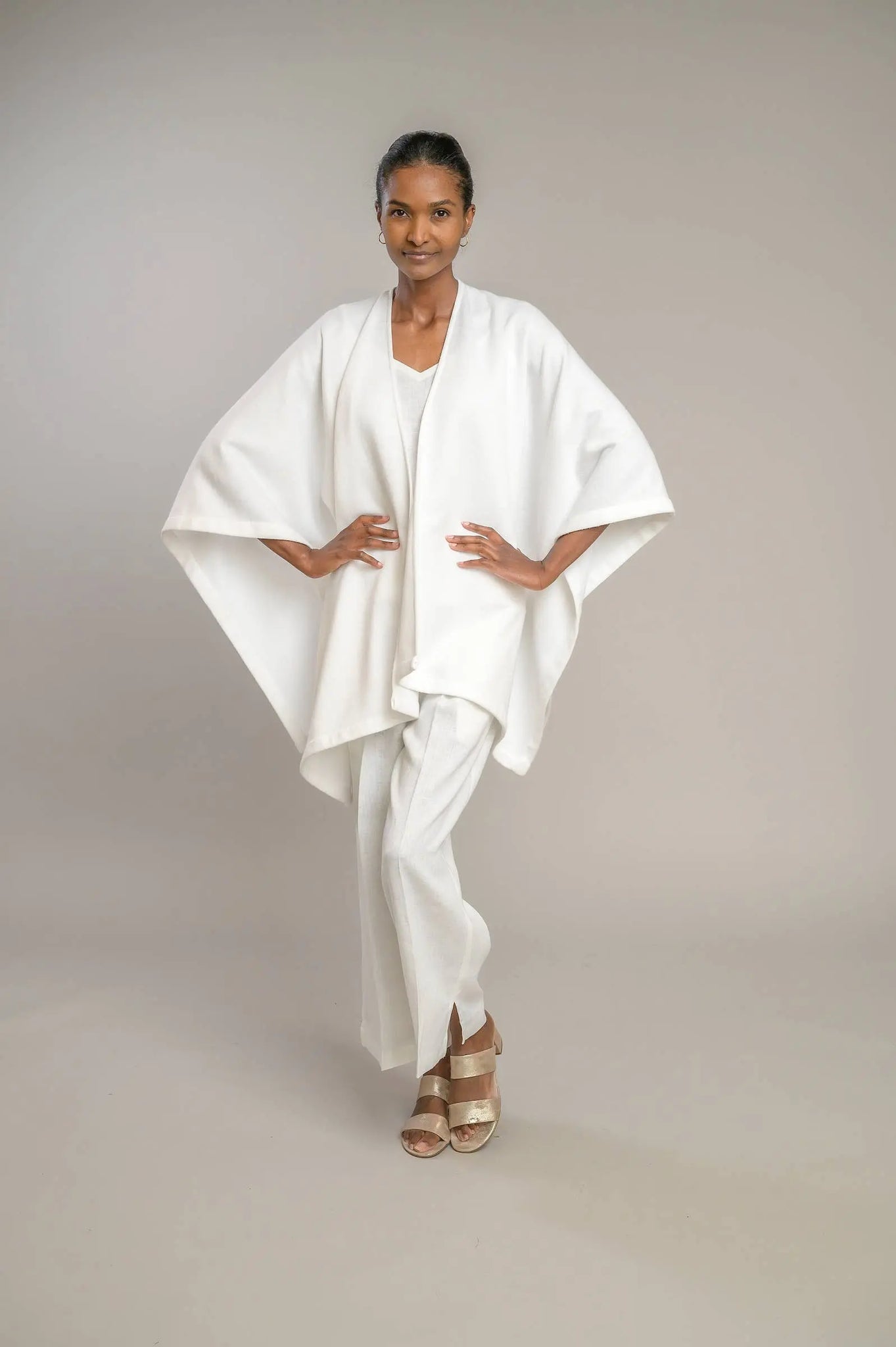 White Merino Wool Ashley Wrap Poncho
