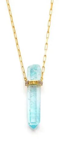 11:11 Aqua Aura Crystal Necklace Nayla Jewelry