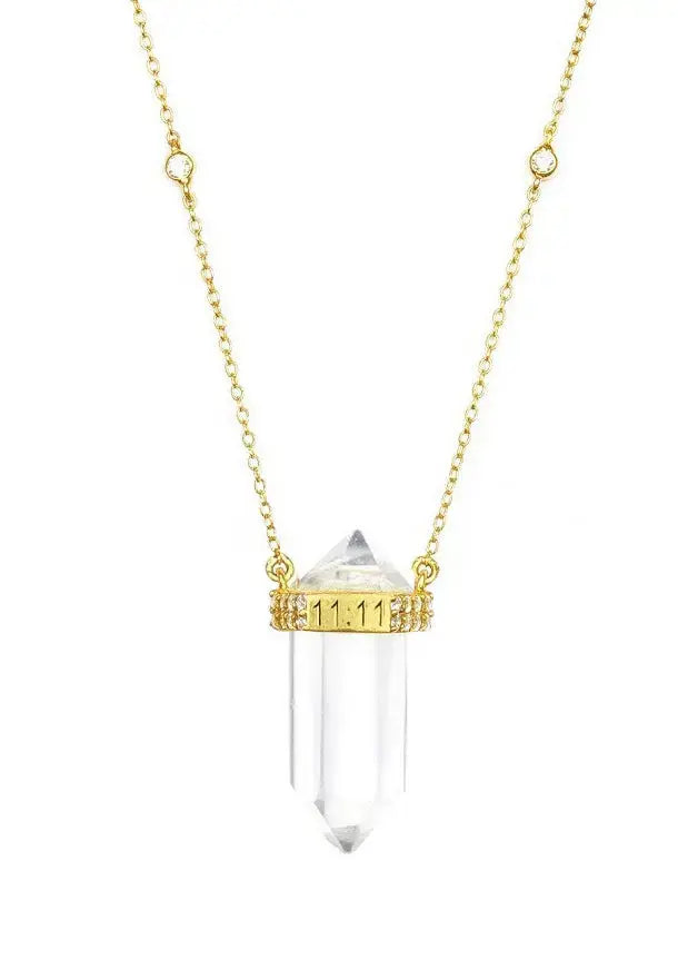 11:11 Clear Quartz Crystal Necklace Nayla Jewelry