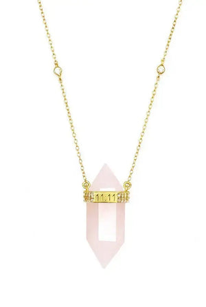 11:11 Crystal Rose Quartz Necklace Nayla Jewelry