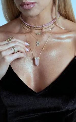 11:11 Crystal Rose Quartz Necklace Nayla Jewelry