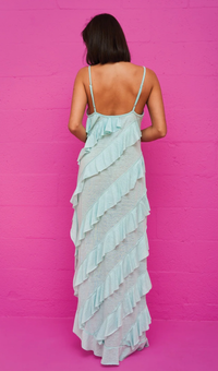 Mermaid Asymmetric Ruffle Dress: Watermelon / Standard pītusa