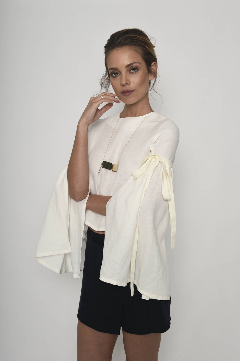 At The Imperial Linen Blouse: L Dor Raw Luxury