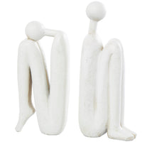 Contemporary White Polystone Bookends Set UMA Home Decor