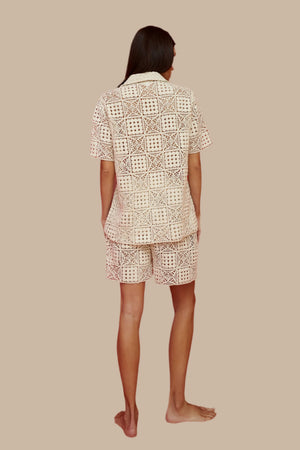 Crochet Beach Shorts: Ecru / STANDARD pītusa