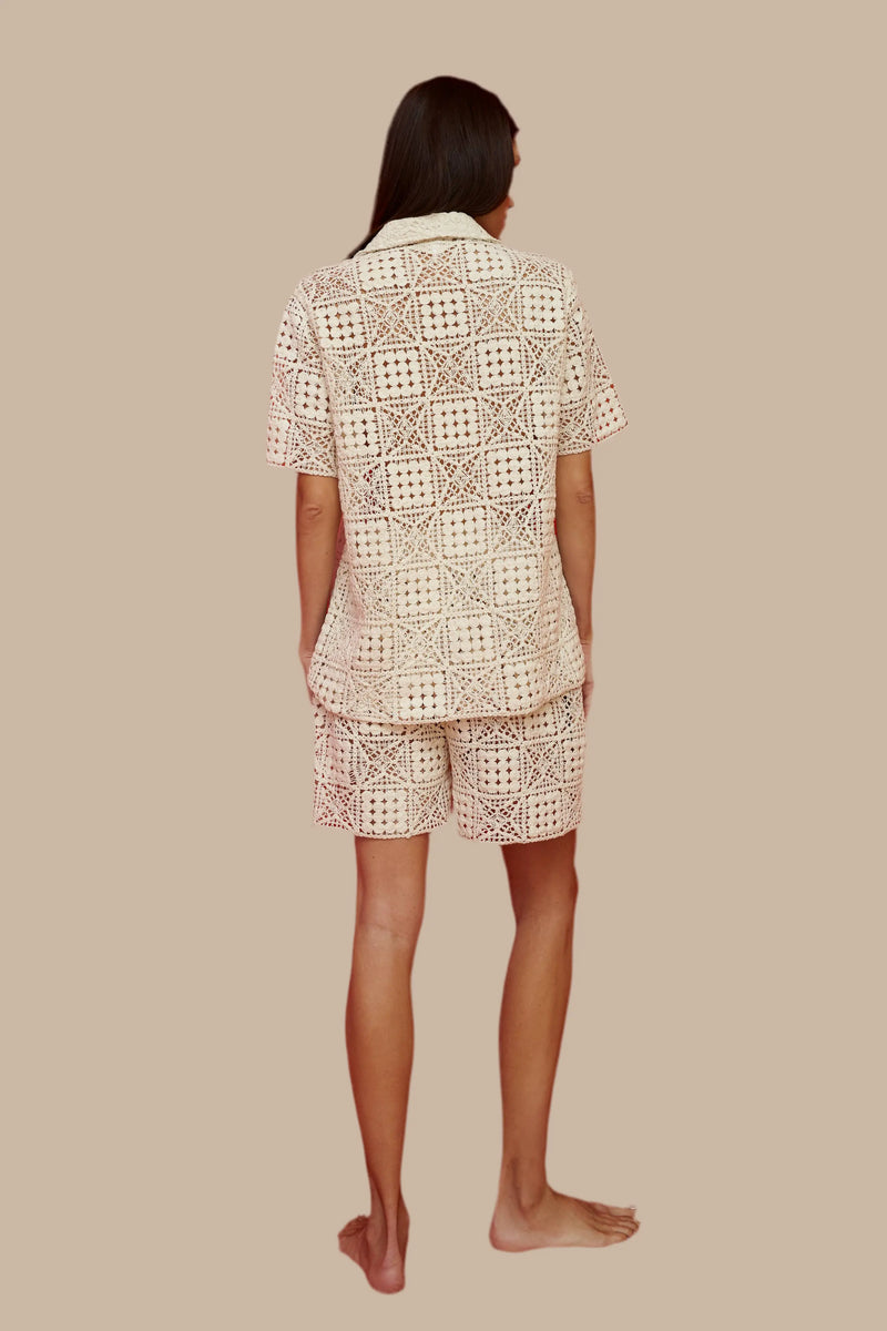 Crochet Beach Shorts: Ecru / STANDARD pītusa