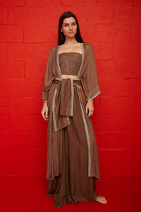 Pitusa Sequin Wide Palazzo Pants Chocolate - Million Dollar Style