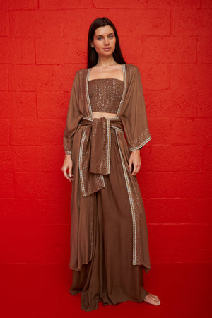 Vanessa Sequin Kimono: Chocolate / One Size