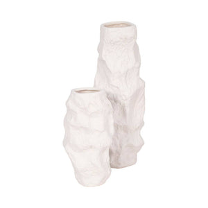Ceramic Abstract Jagged Textured Vase - White, 17 in. Sagebrook Home