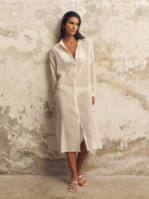Voyage Shirt Dress - White Stripes: White Stripes / One Size The Handloom