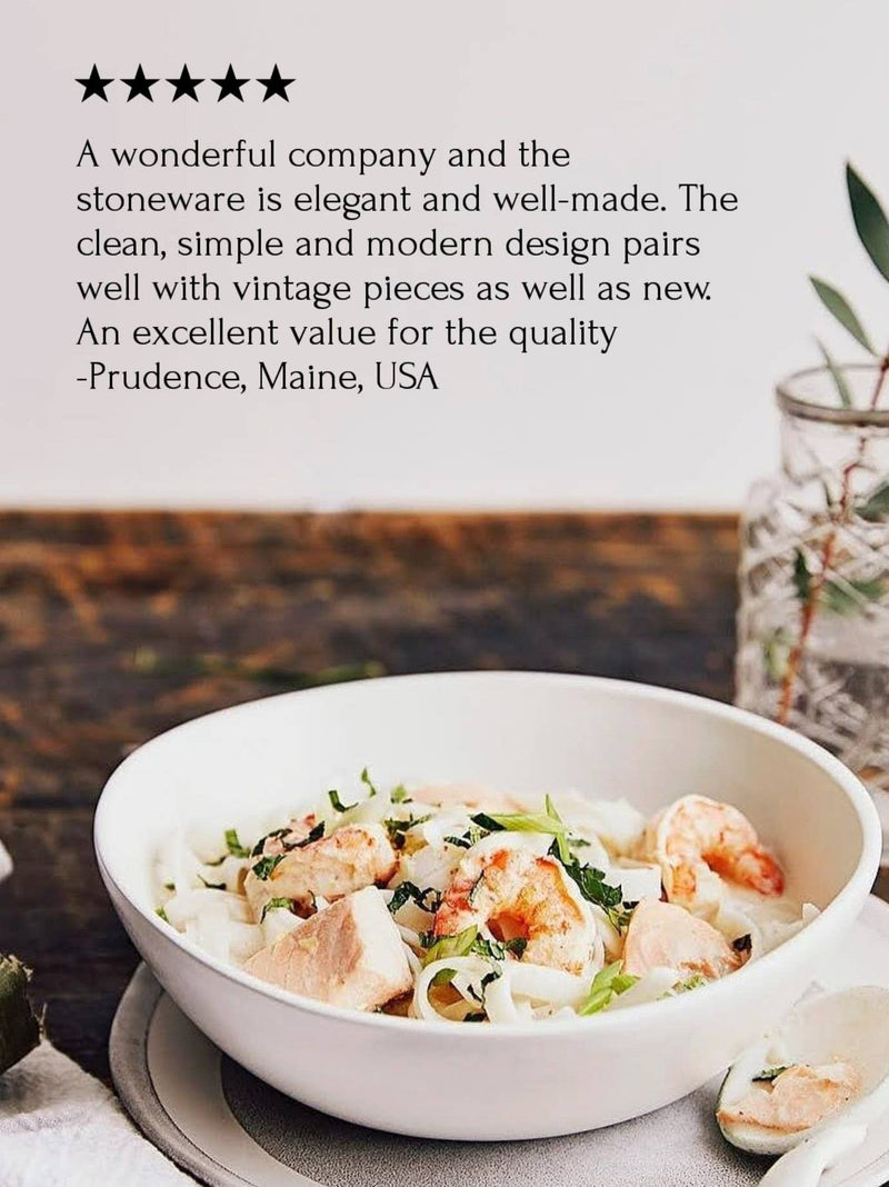 Handmade Stoneware Soup Plate | Dadasi 7.9": Matte Black GHARYAN Stoneware & Olive Wood Tableware