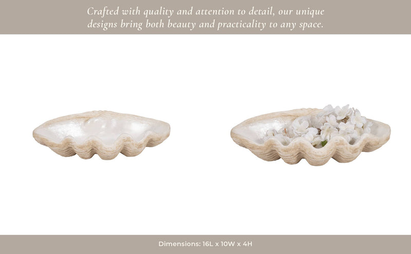Polyresin Coastal Novelty Shell Bowl - Ivory, 16 in. Sagebrook Home