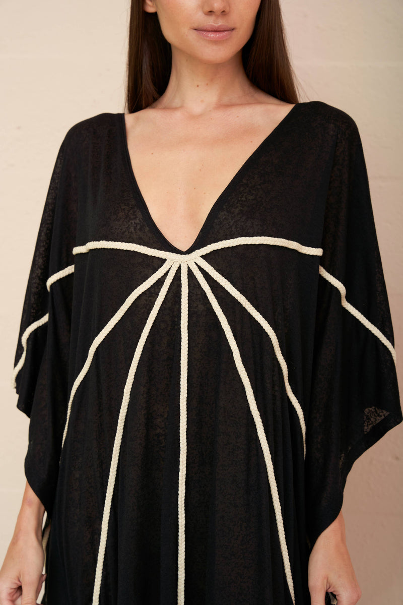 Braided Front Kaftan: Ecru / STANDARD