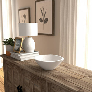 Terracotta Artisanal Tapered Rough Bowl - White, 10 in. Sagebrook Home