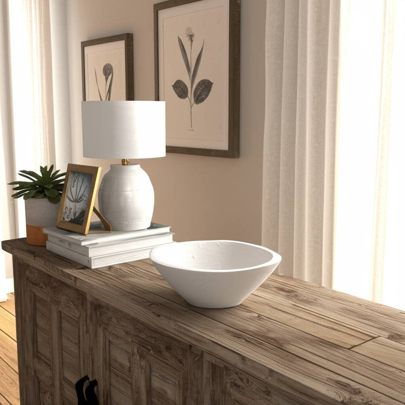 Terracotta Artisanal Tapered Rough Bowl - White, 10 in. Sagebrook Home