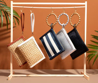 Black Woven Luxe Gold Bead Handle Wristlet Pouch  | Summer Soli & Sun