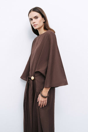 Accessory Detailed Midi Dress: Coffee / M/L NOCTURNE