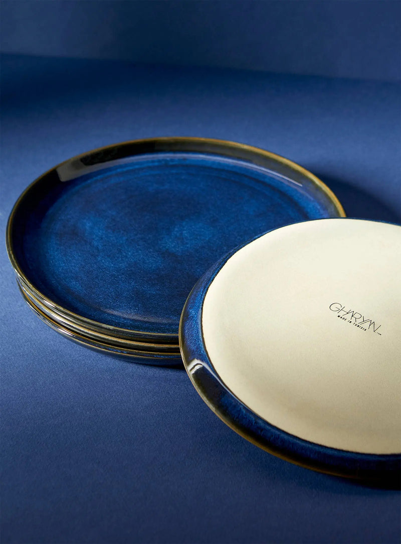 Stoneware Flat Dinner Plate | Edan 11.2": Matte Black GHARYAN Stoneware & More