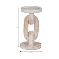 White 8 in. Wooden Abstract Chain Pillar Candle Holder Sagebrook Home