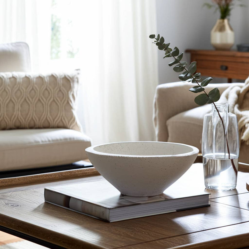 Terracotta Artisanal Tapered Rough Bowl - White, 10 in. Sagebrook Home