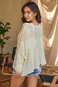 BOATNECK DROP SHOULDER LONG SLEEVE SWEATER(FT8006-BEIGE): SMALL/MEDIUM MILIO MILANO