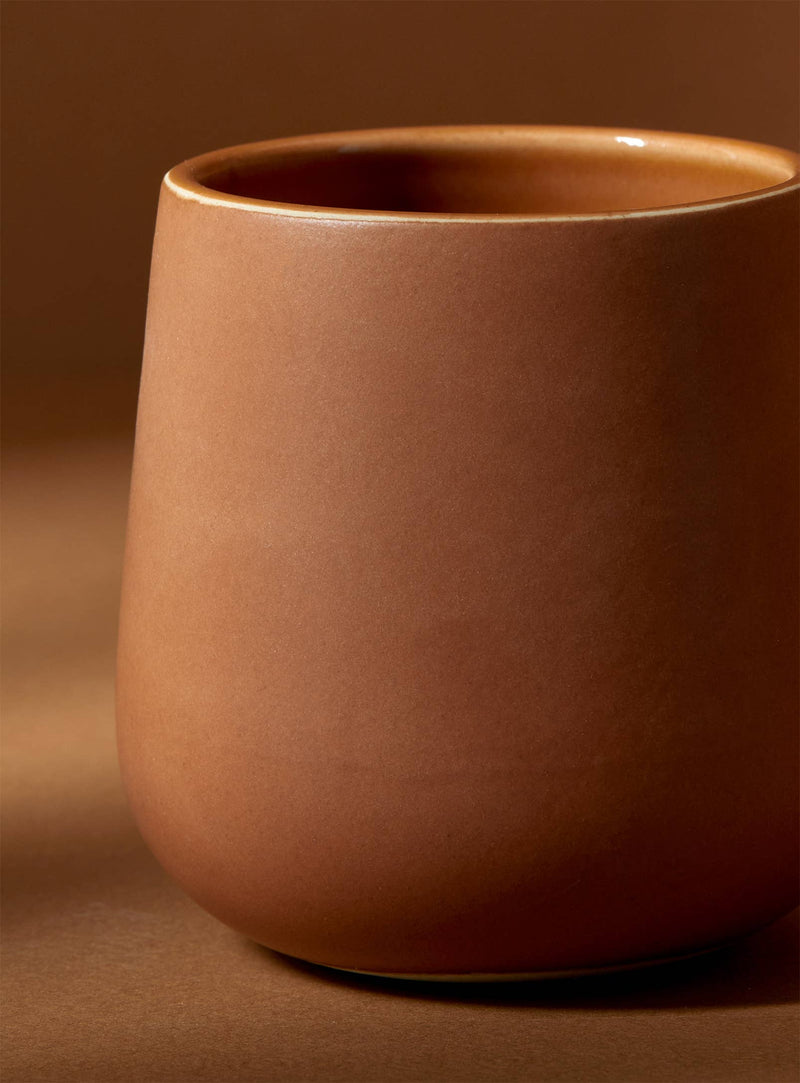 Handmade Stoneware Coffee & Tea Cup | Edan 7.5 oz: Matte Black GHARYAN Stoneware & Olive Wood Tableware