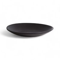 Handmade Stoneware Dinner Plate | Dadasi 10.2": Matte Black GHARYAN Stoneware & Olive Wood Tableware