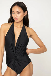 Marina West Swim Twisted Plunge Halter One Piece Swimsuit Trendsi