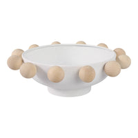 Fir Wood Metal Casual Novelty Sphere Bowl - White, 13 in. Sagebrook Home