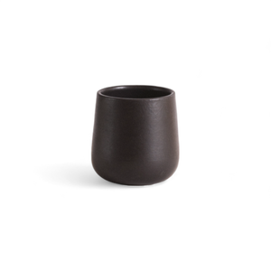 Handmade Stoneware Coffee & Tea Cup | Edan 7.5 oz: Matte Black GHARYAN Stoneware & Olive Wood Tableware