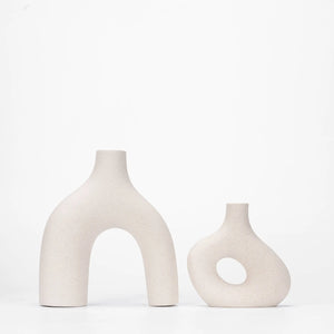 Kimisty Ceramic Off White Nordic Vase Set 2, Pampas Vases Kimisty Designs