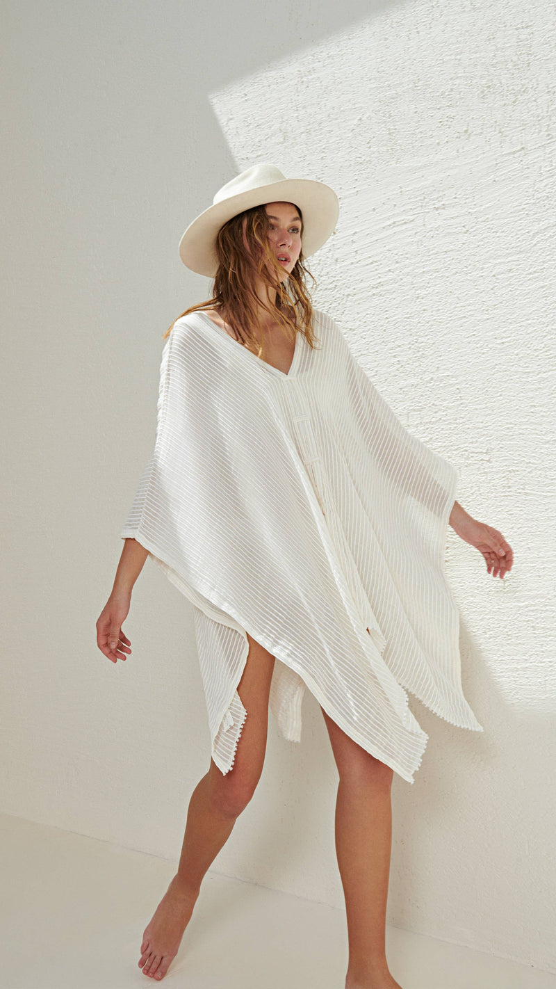 Ava Kimono - White Stripes: One Size / White Stripes The Handloom