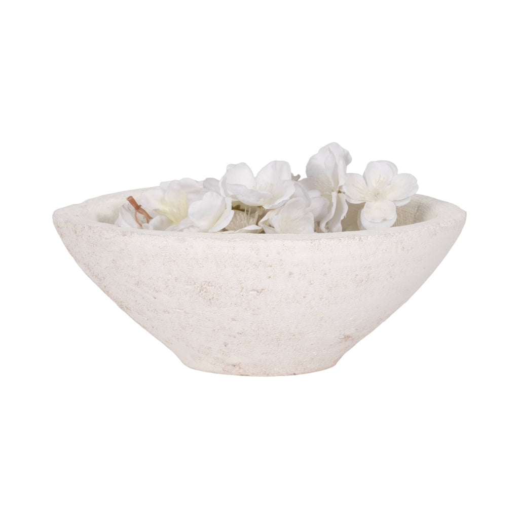 Terracotta Artisanal Tapered Rough Bowl - White, 10 in. Sagebrook Home