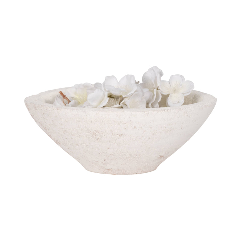 Terracotta Artisanal Tapered Rough Bowl - White, 10 in. Sagebrook Home