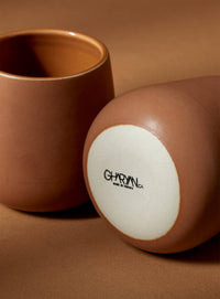 Handmade Stoneware Coffee & Tea Cup | Edan 7.5 oz: Matte Black GHARYAN Stoneware & Olive Wood Tableware