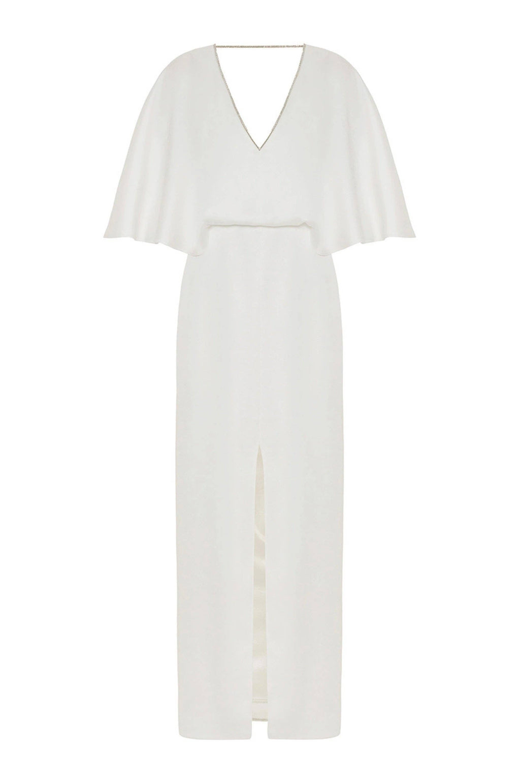 Embellished V-Neck Dress: Ecru / M NOCTURNE