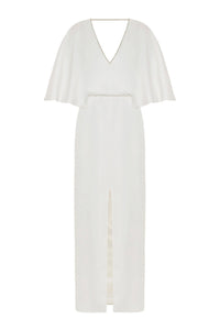 Embellished V-Neck Dress: Ecru / M NOCTURNE