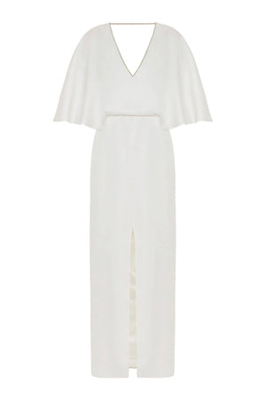 Embellished V-Neck Dress: Ecru / M NOCTURNE